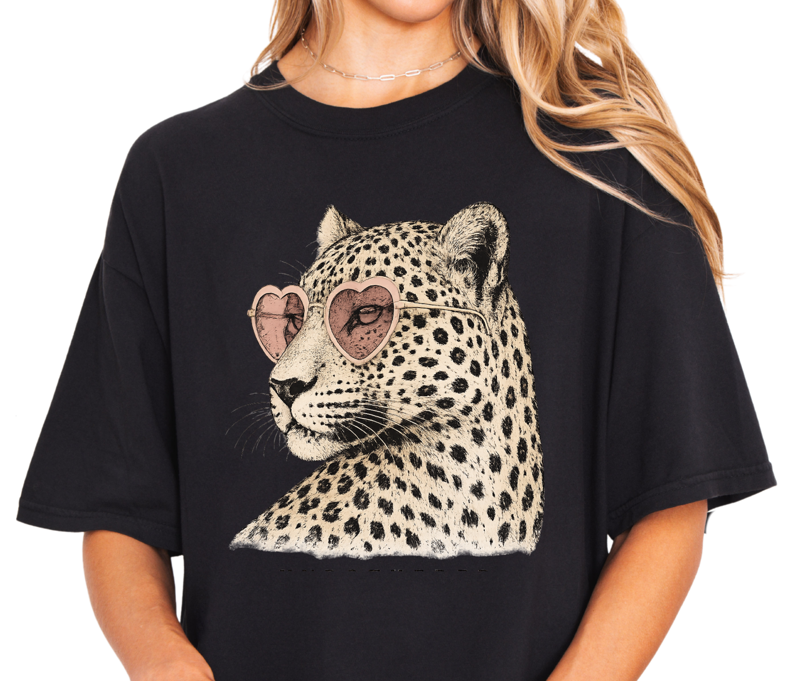 Leopard Heart Sunglasses Graphic Tee