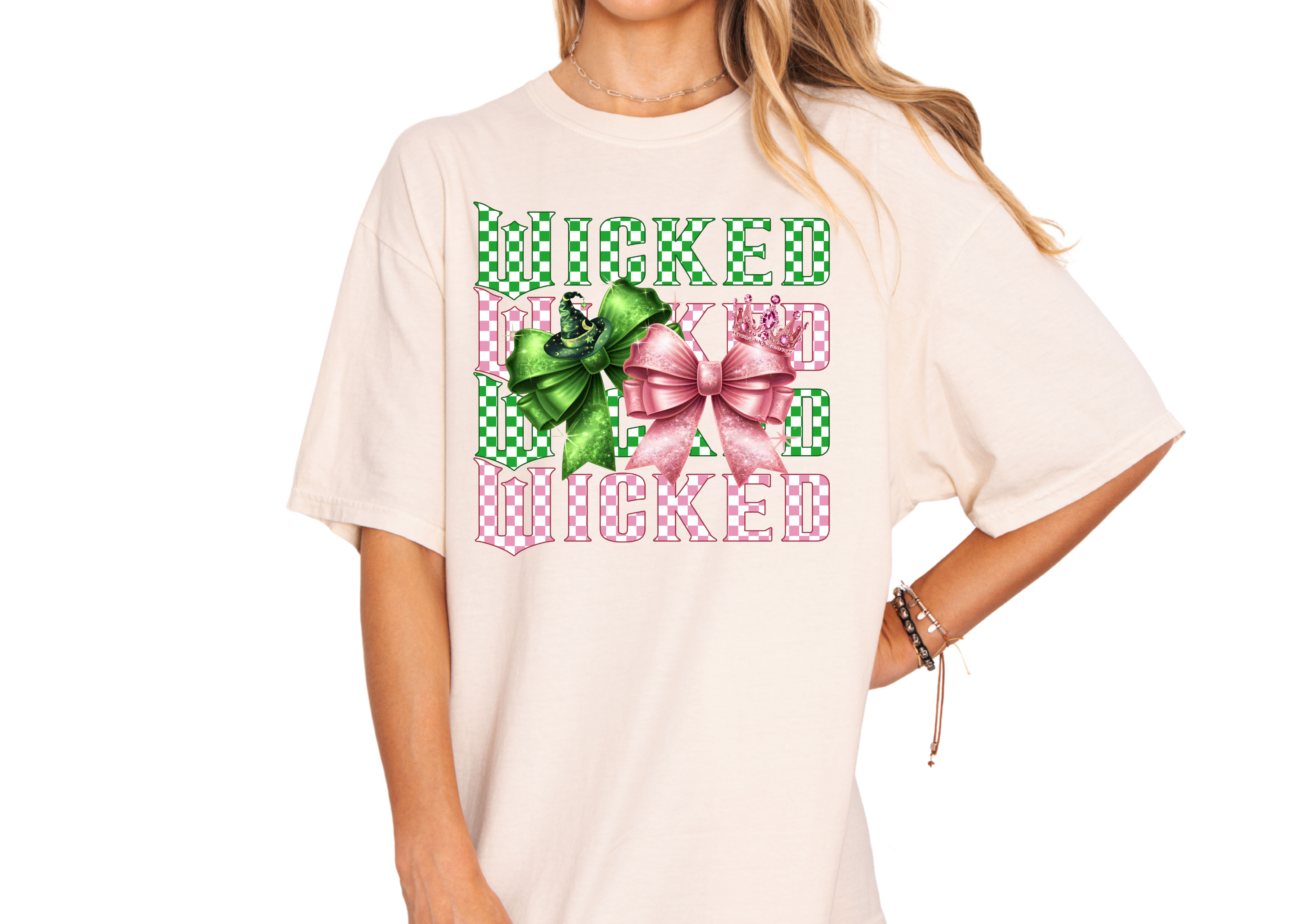 💚💗 Wicked – Bow Checkered Tee